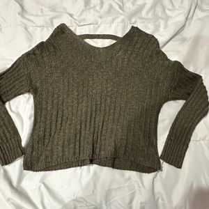 Dark Green Knit Sweater with open back